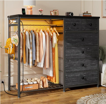 enhomee 49.2" w dresser with hanging rack &, main product view