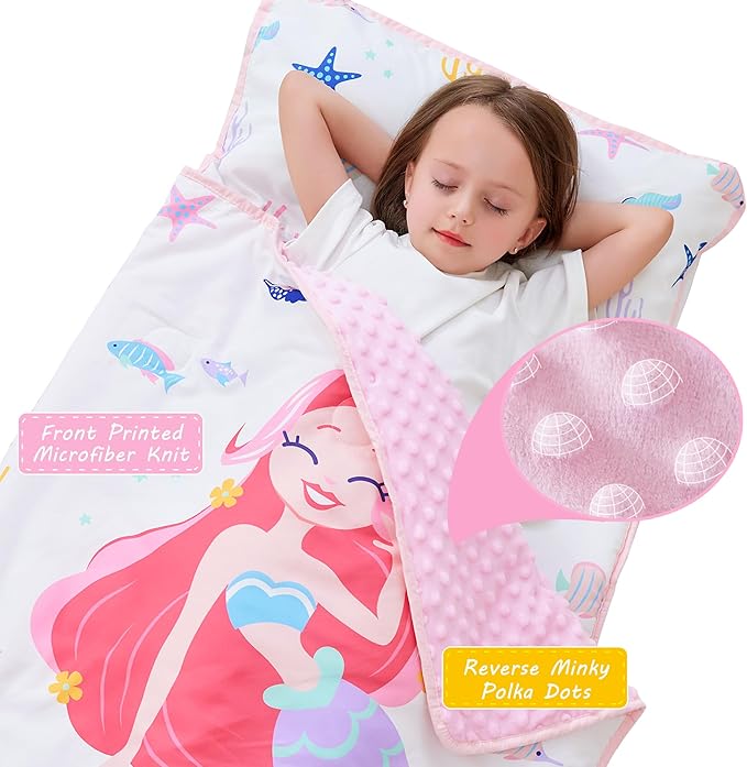 Toddler Nap Mat with Pillow and Blanket, Extra Large Rolled Napping Mats - Image 2