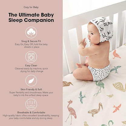 Bimocosy Pack and Play Sheets Fitted 4 Pack, 38 x 26 Inch Pack n Play Mini Crib - Image 4