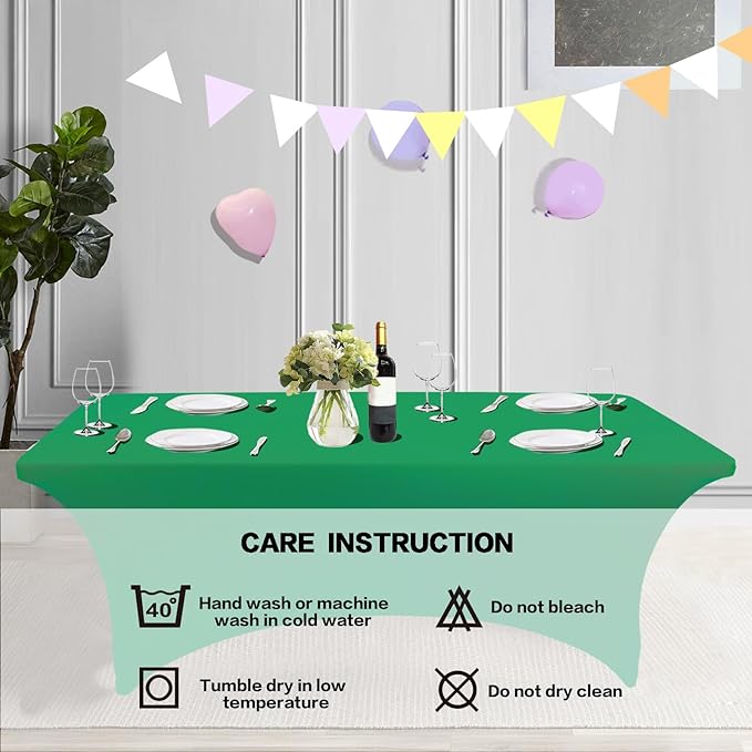 IVAPUPU 4FT Table Cloth for Rectangular Fitted Events Stretch Emerald Green - Image 5