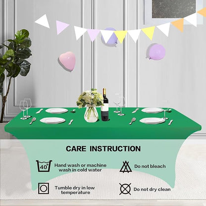 IVAPUPU 2 Pack 6FT Table Cloth for Rectangular Fitted Events Stretch Emerald - Image 6