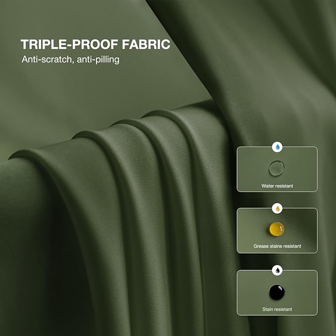 Anmao Non-See-Through Olive Green Privacy Semi Sheer Curtains - Image 3