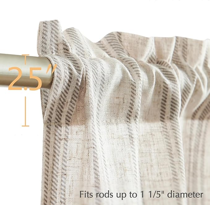 jinchan Striped Valance Farmhouse Window Treatment Linen Textured Drapes - Image 5