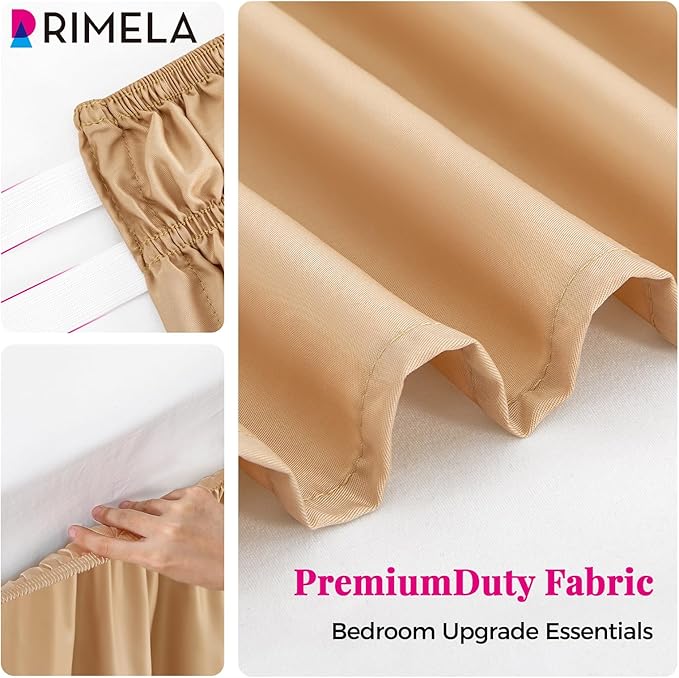 RIMELA Bed Skirt Queen Size Champagne Gold 15 Inch Drop, Wrap Around Elastic - Image 5