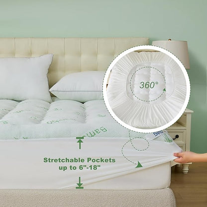 BEDLORE King Mattress Topper Viscose Derived from Bamboo, Thick Pillow Top - Image 6