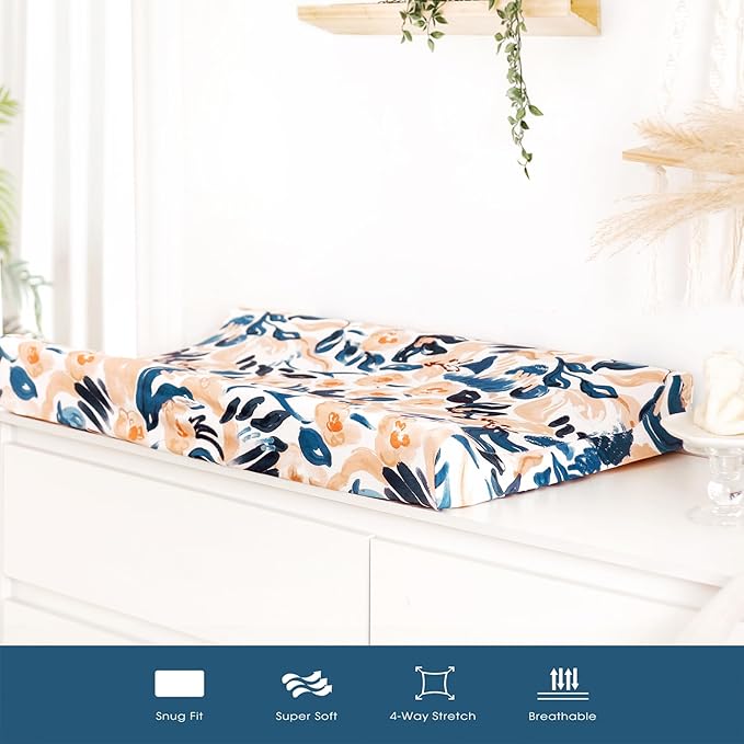 GRSSDER Stretch Ultra Soft Jersey Knit Changing Pad Cover Set 2 Pack, Change - Image 2