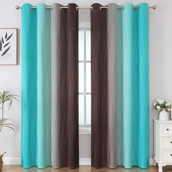Estelar Textiler Full Room Darkening Gradient Blackout Curtains 96 Inch Length - Image 2