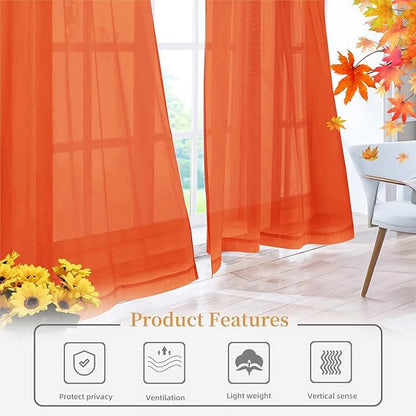 Sheer Curtains 63 Inches Long 2 Panels, Rod Pocket Short Curtain - Image 6