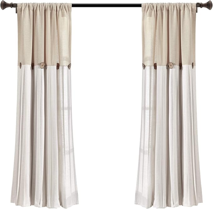 Lush Decor Linen Button Window Curtain Panel, Linen - Image 7