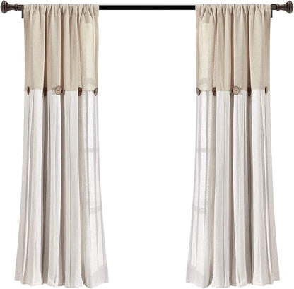 Lush Decor Linen Button Window Curtain Panel, Linen - Image 7