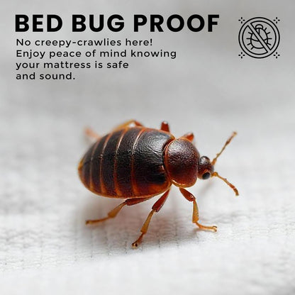 waterproof zippered mattress protector queen size, 12" deep, side view