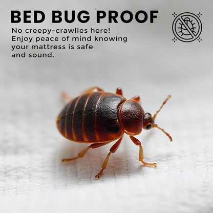 waterproof zippered mattress protector queen size, 12" deep, side view