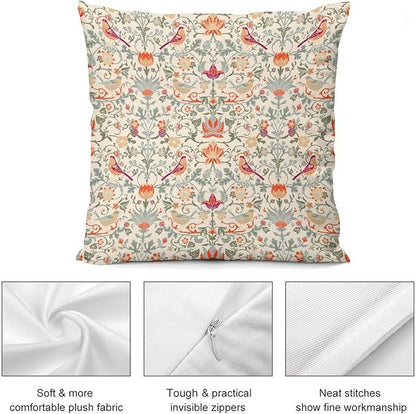 William Morris Floral Original Throw Pillow Covers Boho Chic Retro Floral Bird - Image 7