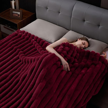 Fluffy Faux Fur Throw Blanket, Thick 1000GSM Soft Cozy Throw Blankets - Image 5