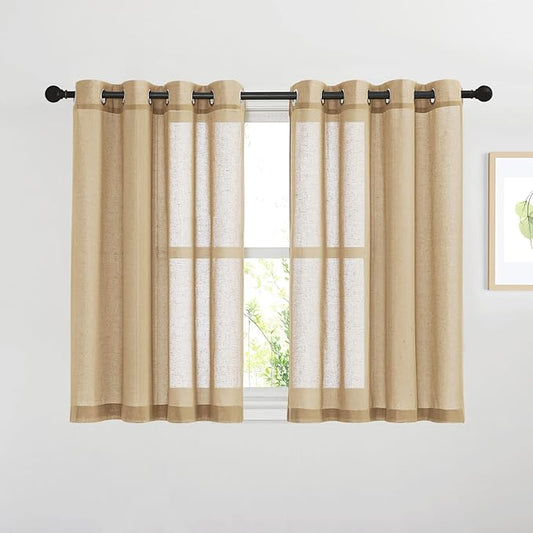 NICETOWN Linen Curtains 45 inch Length by NICETOWN