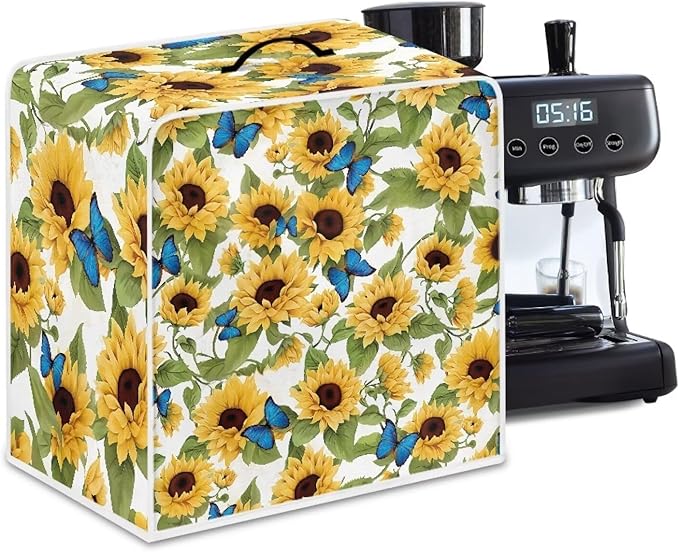 Mumeson Blue Butterfly Sunflower Coffee Maker Cover - Image 5