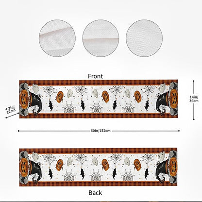 Halloween Table Runner with Pumpkin Ghost Bat, Halloween Party Dining Table - Image 5