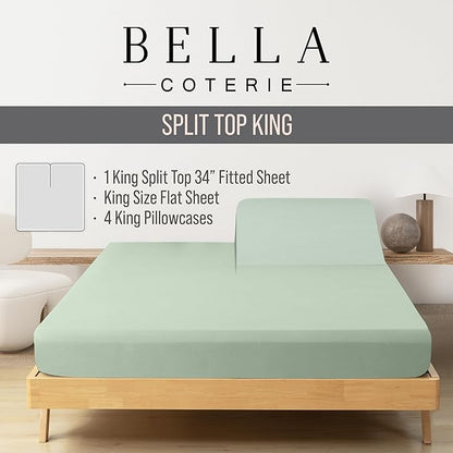 Bella Coterie 6 Piece Luxury Bamboo Viscose Split Top King Size Sheet Set | 34" - Image 2