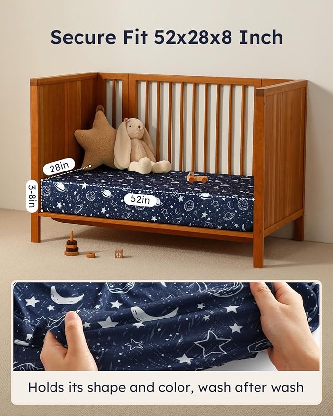 Baby Crib Sheets for Boys Girls, Breathable Soft Microfiber Baby Sheet Blue - Image 3