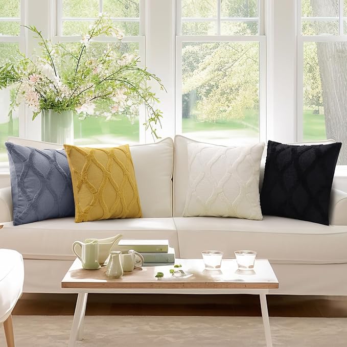 decorUhome Throw Pillow Covers 18x18 Inch Set of 2, Soft Plush Faux Fur Wool - Image 5
