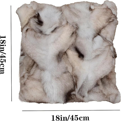 Luxury Fox Skin Fur Throw Pillow Covers Patchwork Natural Fox Fluffy Throw - Image 3