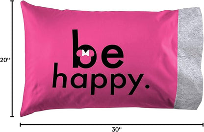 Jay Franco Disney Minnie Mouse Be Happy 1 Single Reversible Pillowcase - Image 5