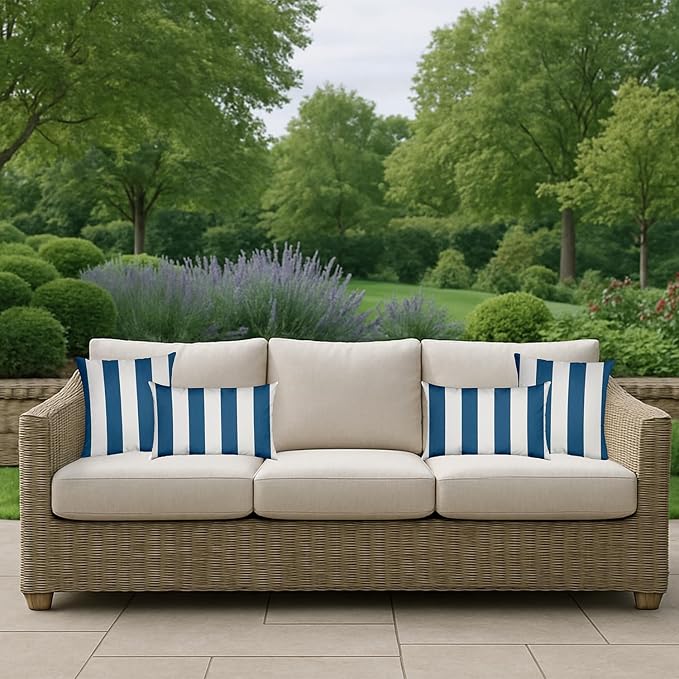 RSH DECOR: Sunbrella Square Throw Pillows Set of 4 | 24" x 24" | Water and - Image 2