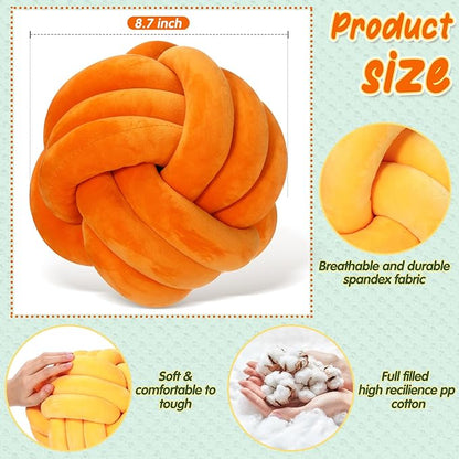 Yerliker 4 Pcs Knot Pillow Ball, 8.7 Inches Soft Home Decorative Round Throw - Image 2