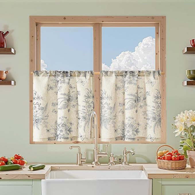 jinchan Half Window Curtains Small Drapes by JINCHAN