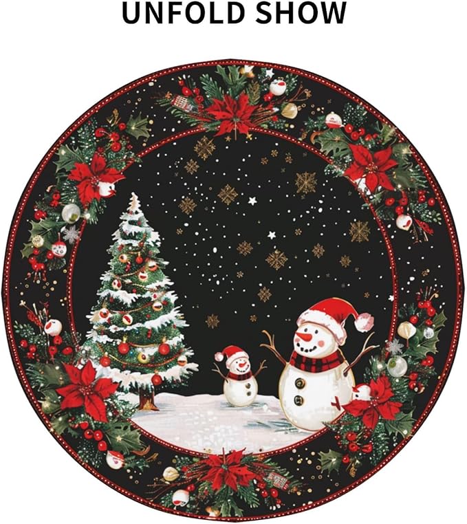 Christmas Snowman Round Tablecloth 60 Inch, Christmas Tree Decorations Round - Image 8