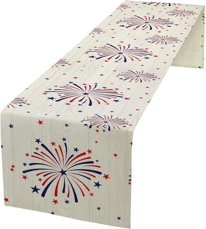 Fireworks Table Runner, 4th of July Patriotic Memorial Day American by Unknown