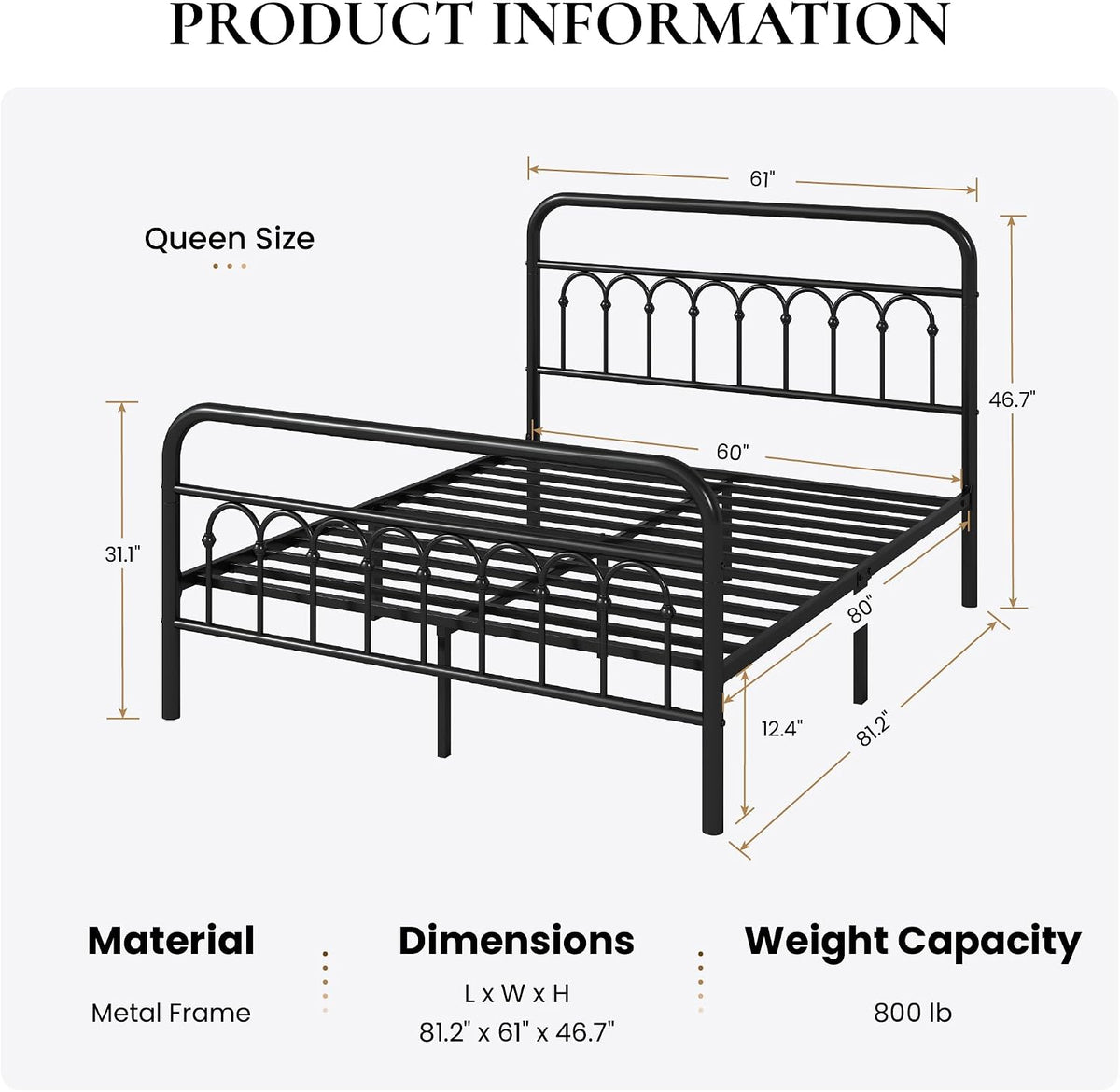 sha cerlin queen size metal platform bed frame shown in use