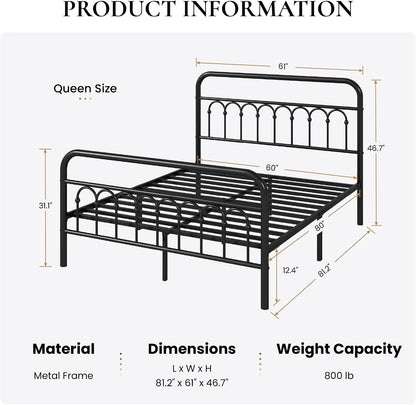 sha cerlin queen size metal platform bed frame shown in use