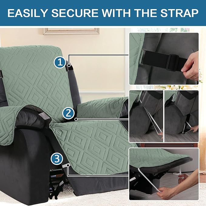H.VERSAILTEX Reversible Quilted Recliner Covers Water Resistant Furniture - Image 3