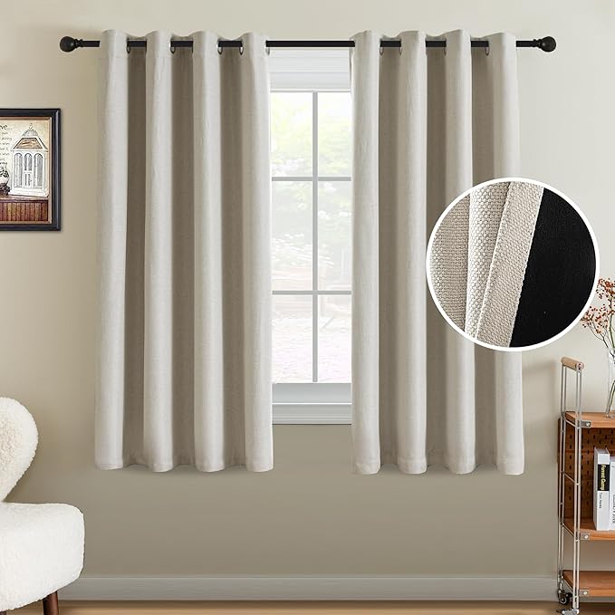 H.VERSAILTEX 90% Blackout Linen Curtains 63 Inches Long by HVERSAILTEX