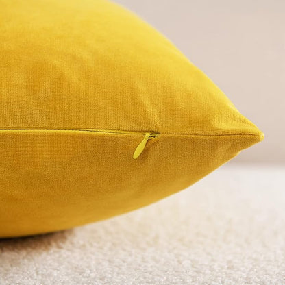 Couch Pillow Covers 12x20 Yellow: 2 Pack Cozy Soft Velvet Rectangular Throw - Image 2