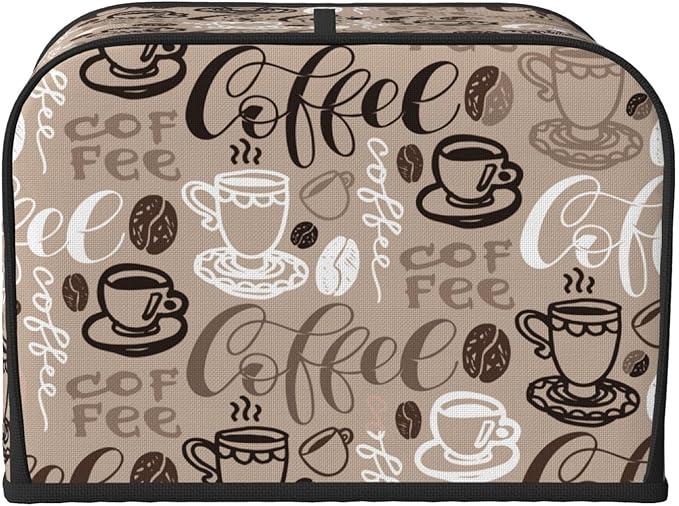 Brown Coffee Pattern 4 Slice Toaster Cover, Waterproof Toaster Dust Cover Bread - Image 3
