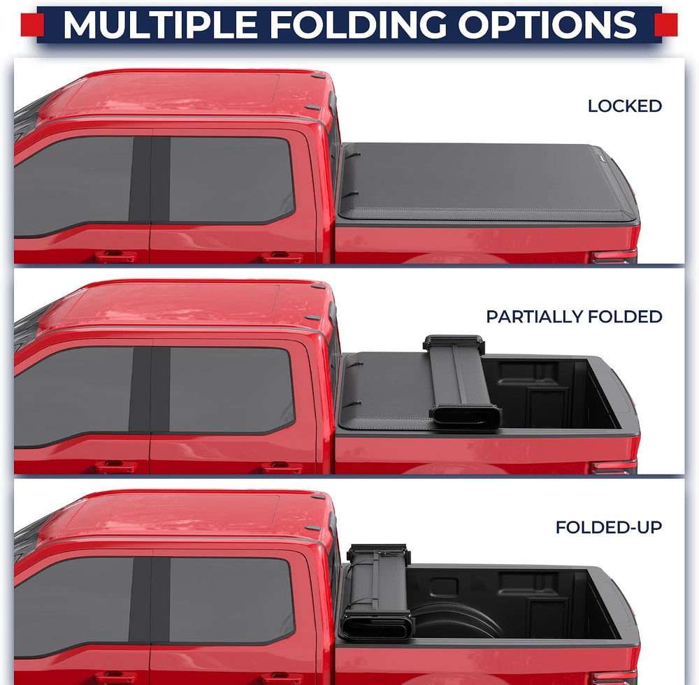MOSTPLUS 6.5FT Quad Fold Soft Folding Truck Tonneau Cover Compatible for 2004...