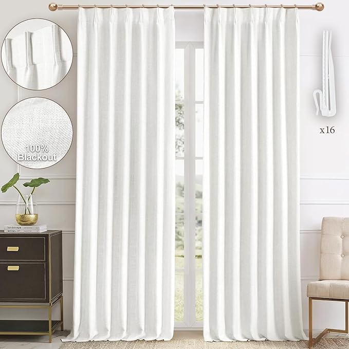 IVAPUPU Linen Pinch Pleated Blackout Curtains by IVAPUPU