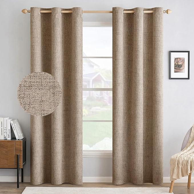 MIULEE 100% Blackout Linen Textured Curtains by MIULEE