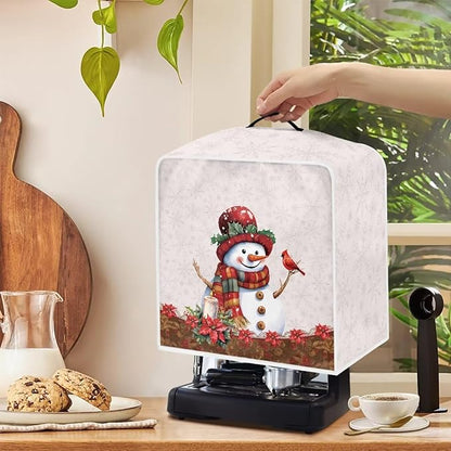 Christmas Coffee Maker Cover, Cute Snowman Cardinal Coffee Dust Protector - Image 4