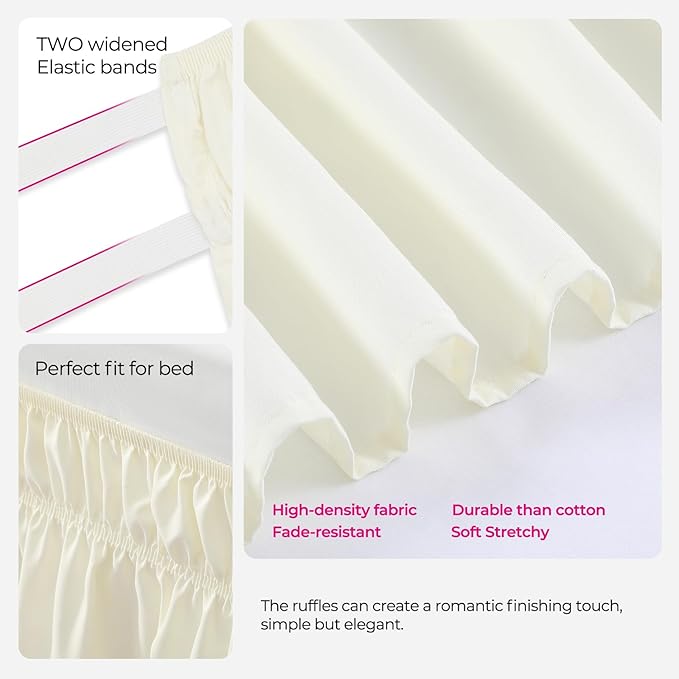 RIMELA Butter Yellow Bed Skirt Queen Size 18 Inch Drop, Elastic Bed Skirting - Image 4