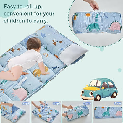 Toddler Nap Mat with Removable Pillow, Ultra Soft Slumber Bags - Image 2