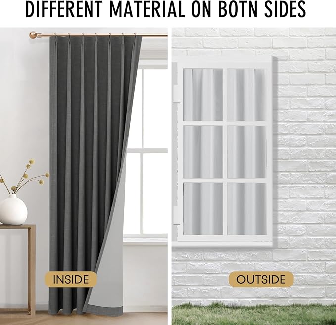 IVAPUPU Linen Pinch Pleated Full Blackout Curtains - Image 8