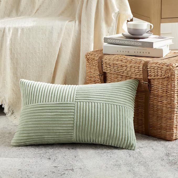 Fancy Homi 2 Packs Sage Green Lumbar Decorative Throw Pillow Covers 12x20 Inch - Image 2