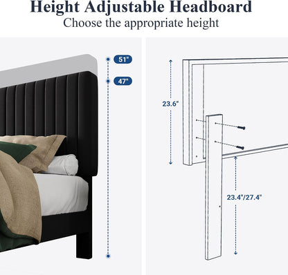 allewie full bed frame, velvet upholstered platform bed, package contents