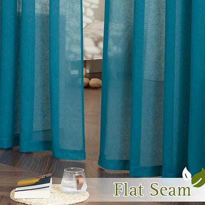 NICETOWN Semi Sheer Curtains Flax Linen Texture, Grommet Retro Linen Weave - Image 6