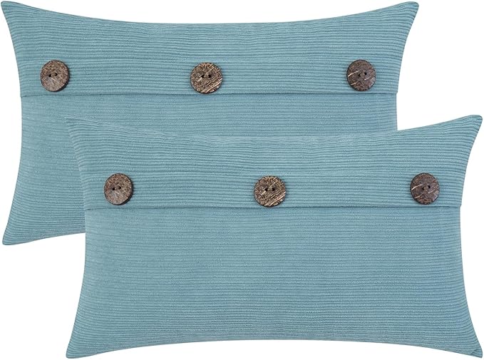 HWY 50 Light Blue Chenille Throw Pillow Covers 12x20 Inch by HWY50