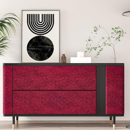 Red Velvet Drawer Liner 15.7"x118" Self Adhesive Burgundy Velvet Fabric - Image 5