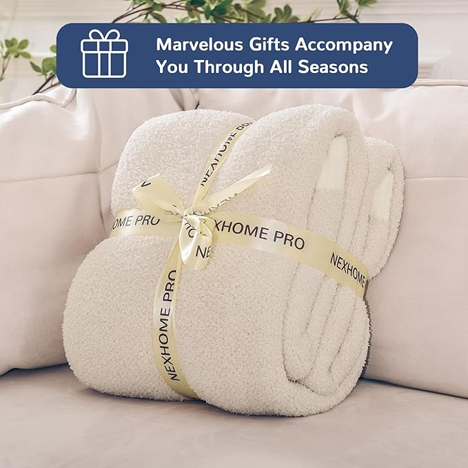 NEXHOME PRO Super Soft Blanket for Women, Cozy Blanket Warm Reversible Knit - Image 4